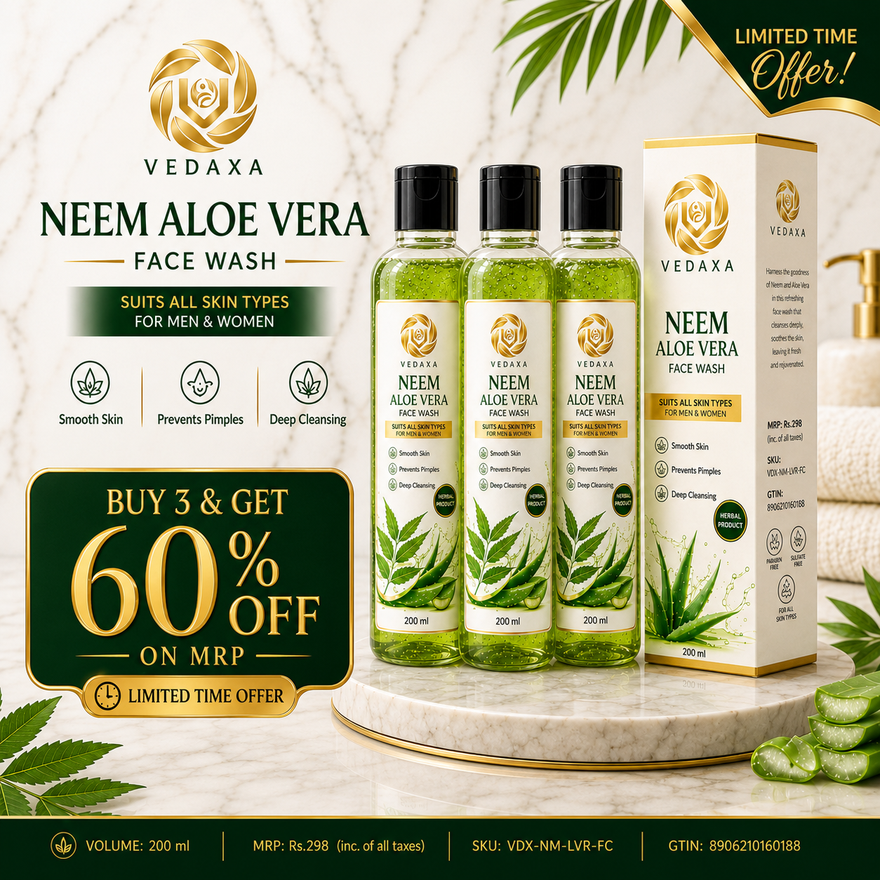 Vedaxa Neem Aloe Vera Face Wash Vedaxa Neem Aloe Vera Face Wash