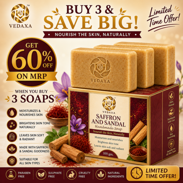 Vedaxa Saffron and Sandal Handmade Soap Combo Pack