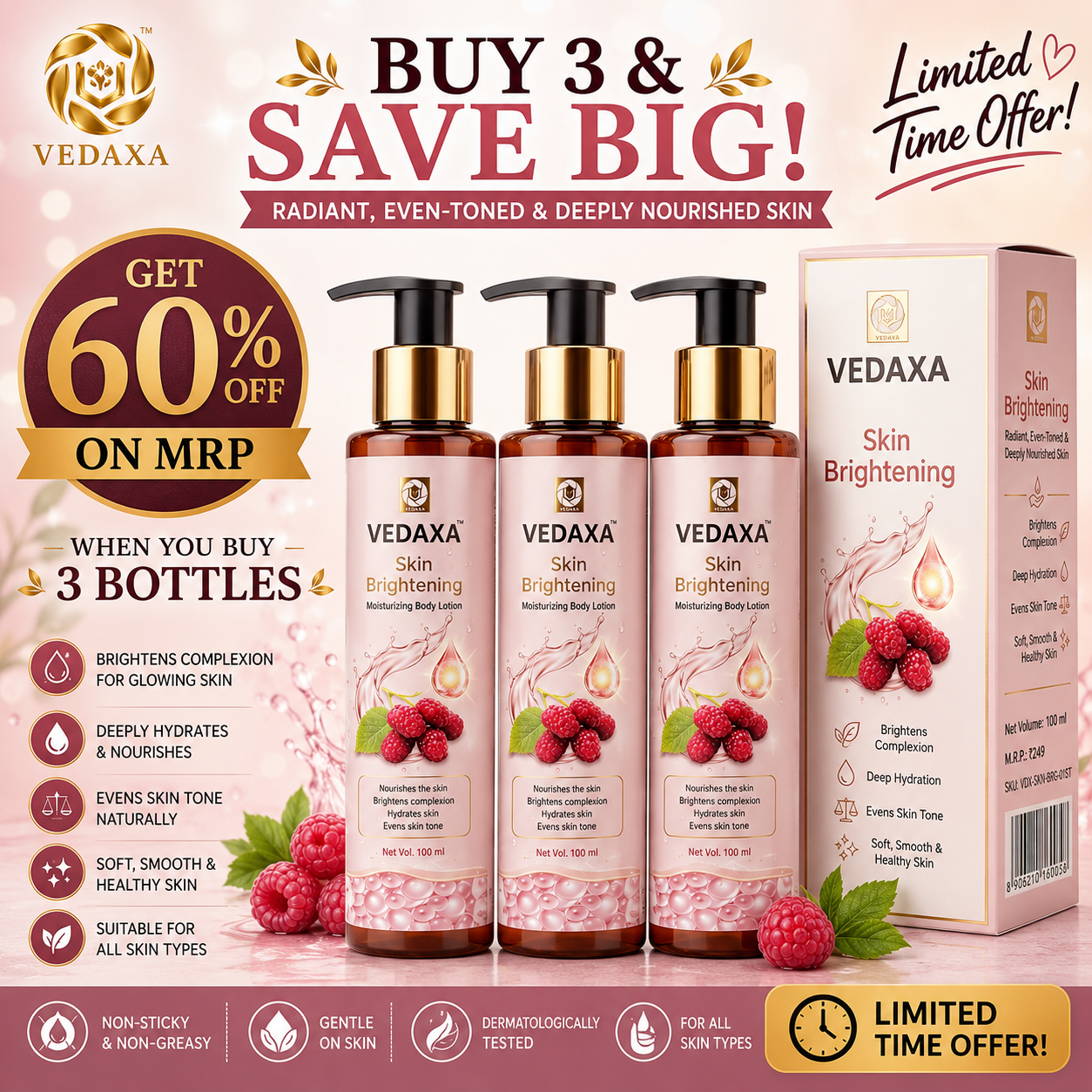 Vedaxa Skin Brightening Moisturizing Body Lotion Combo Pack Vedaxa Skin Brightening Moisturizing Body Lotion Combo Pack